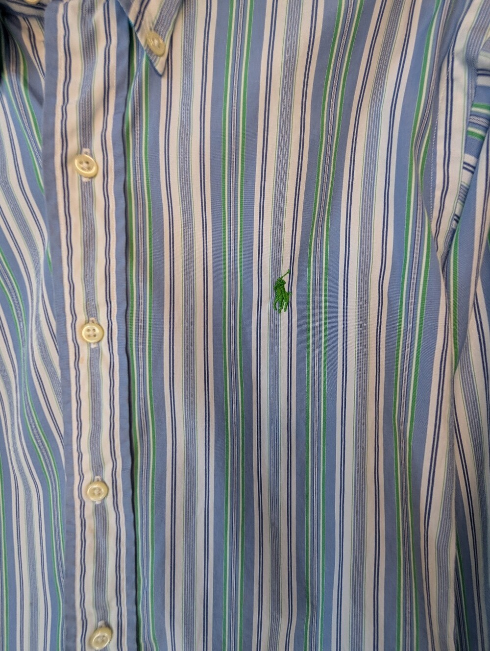 Ralph Lauren Blue White Green Striped Button-Down Shirt - Picture 4 of 11